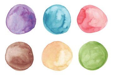 Watercolor Minimal Circles Set Isolated on White Background. Hand Painted Aquarelle Circles