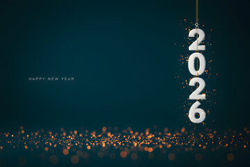 elegant 2026 new year countdown with vertical white numbers and bokeh lights