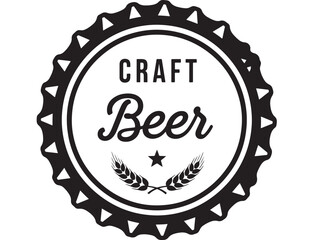 Craft beer emblem with wheat and star, isolated on white background