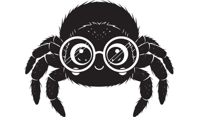 Cute cartoon spider wearing glasses, isolated on white background