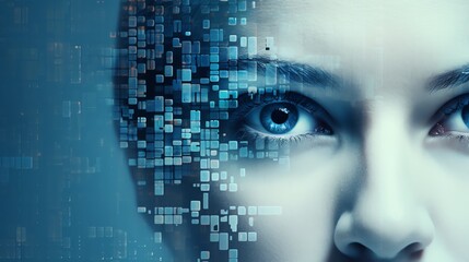 Digital eye with futuristic data overlay