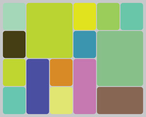 Abstract mosaic grid of colorful rounded squares and rectangles pattern