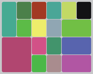 Abstract colorful mosaic pattern with varied rounded rectangles on grey