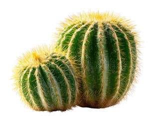 Two desert cacti, one large, one small, close-up