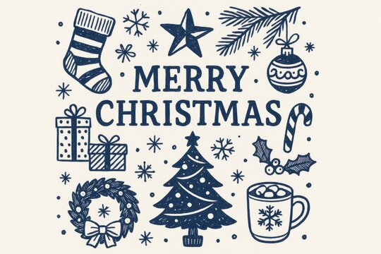 Festive holiday illustration elements