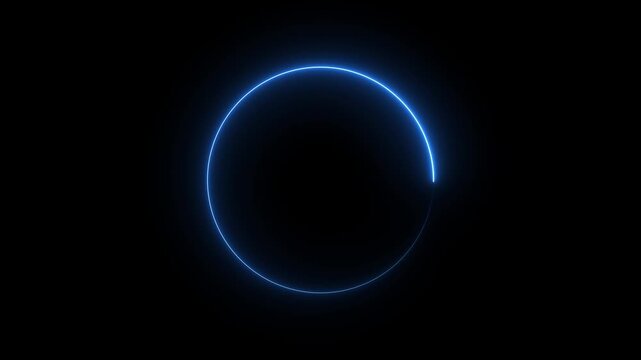 Colorful glowing circle frame loading on black background. circle loading icon. technology digital circle. A dynamic circular 4k video footage.