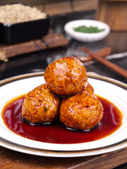 Chinese Lion's Head Meatballs Braised in Savory Sauce Traditional Asian Cuisine Banquet Dish
