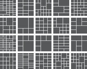 Modern grid layouts and collage templates for dynamic visual content display