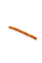 Handmade Spicy Chili Stick Snack with Sesame Seeds Asian Childhood Treat on White Background