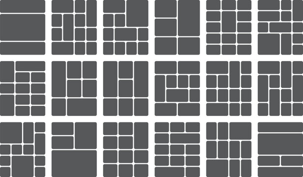 Multiple photo collage templates and grid layouts for web ui design blocks
