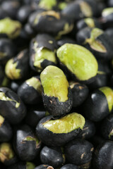 Fresh Black Bean Sprouts with Green Cotyledons - Healthy Organic Food Sprouting Process