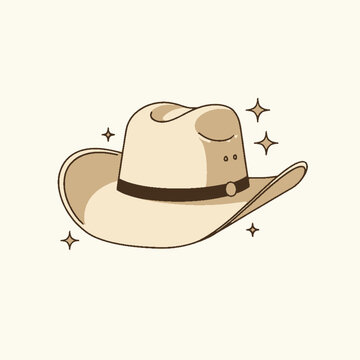 western coboy hat leather charming vector 