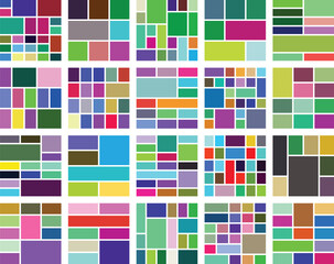 Abstract colorful geometric grid patterns mosaic background design element