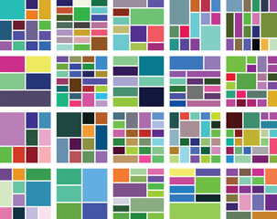 Abstract geometric collage with vibrant multicolored rectangles pattern design
