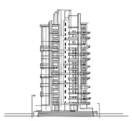 Obraz premium Abstract Architectural Sketch. High rise Modern Buildings