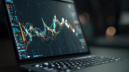 Analyzing financial data trends on a laptop with complex graphs showcasing numerical insights from recent market analysis - Powered by Adobe