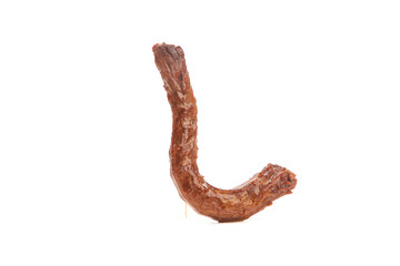 Crispy Roasted Duck Neck Traditional Delicacy Secret Recipe Flavor on White Background