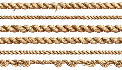 Braided beige rope strands of varying sizes, detailed texture