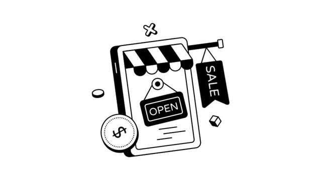 Shop open signboard indicating business availability Animation MP4 File