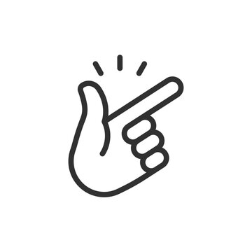 Hand snapping fingers, linear icon. Ease, simplicity and quick action. Line with editable stroke.