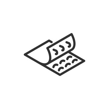 Velcro fastener strip, linear icon. Hook and loop sealing material. Line with editable stroke.