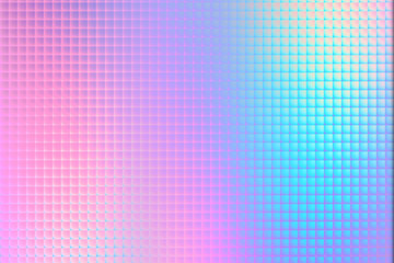 Soft pastel holographic backdrop with a pink to cyan gradient and a fine square grid texture