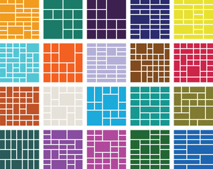 Fototapeta premium Colorful geometric patterns grid, abstract design, mosaic background collection