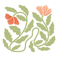 hand drawing pink and red flowers