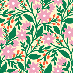 seamless pink floral pattern