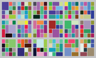 Vibrant abstract geometric mosaic pattern featuring colorful rounded blocks