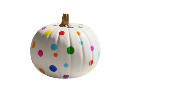 White pumpkin with colorful polka dots isolated on transparent background decor - Powered by Adobe