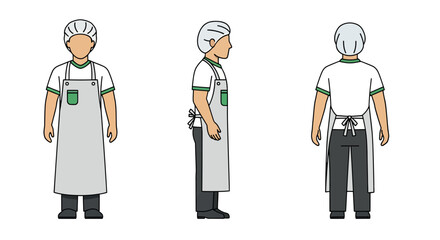 Illustrative representation of a food service worker, showcasing the proper attire essential for handling cheese and milk, adhering to hygiene protocols