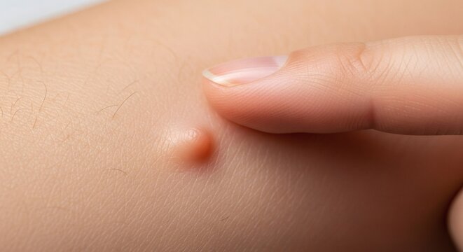 Skin Imperfection A Bump on the Arm Examined Closely.
