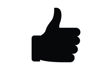 Graphic Black Thumbs Up Icon on White Background