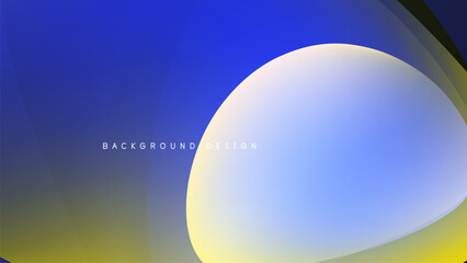Abstract design features gradient colors, curves, shapes. Blue, yellow hues dominate composition. Minimalist aesthetic, modern feel.