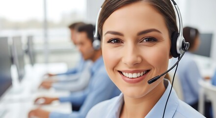 Smiling Customer Service Representative Offering Support