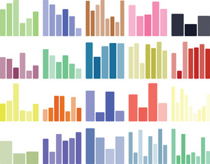 Vibrant abstract bar charts data visualization design elements collection