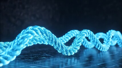 Abstract DNA Strand Rotating and Pulsating in Vibrant Neon Colors Representing Genetic Research and Biotechnology. - Powered by Adobe