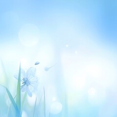 Delicate blue flower in soft-focus, bright background