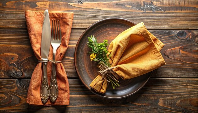 Rustic Table Setting with Plate and Cutlery