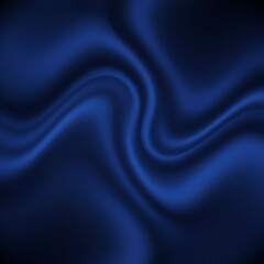 Obraz premium Deep blue abstract illustration of flowing, rippling fabric. Smooth, lustrous texture with shadows and highlights. Resembles silk or satin