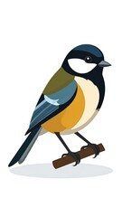 Obraz premium Digitized illustration of a colorful songbird perched on a brown branch