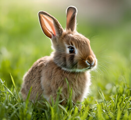Cute bunny rabbit in green grass field adorable animal pet easter bunny spring time nature photography