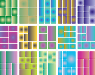 Colorful gradient abstract background featuring geometric rounded rectangles