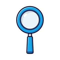 Blue magnifying glass tool for detailed examination and discovery transparent background