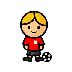 Cute cartoon boy football player, soccer player  - vectorillustration