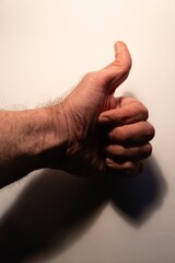 Hand showing thumbs up gesture for approval