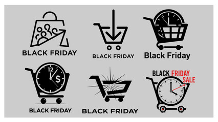 Modern Black Friday Sale Icon Designs Set