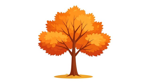 Digitized cartoon illustration of a deciduous tree with autumnal foliage
