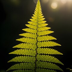 Backlit Fern Leaf Showing Vein Structure with Strong Sunlight Shining Through